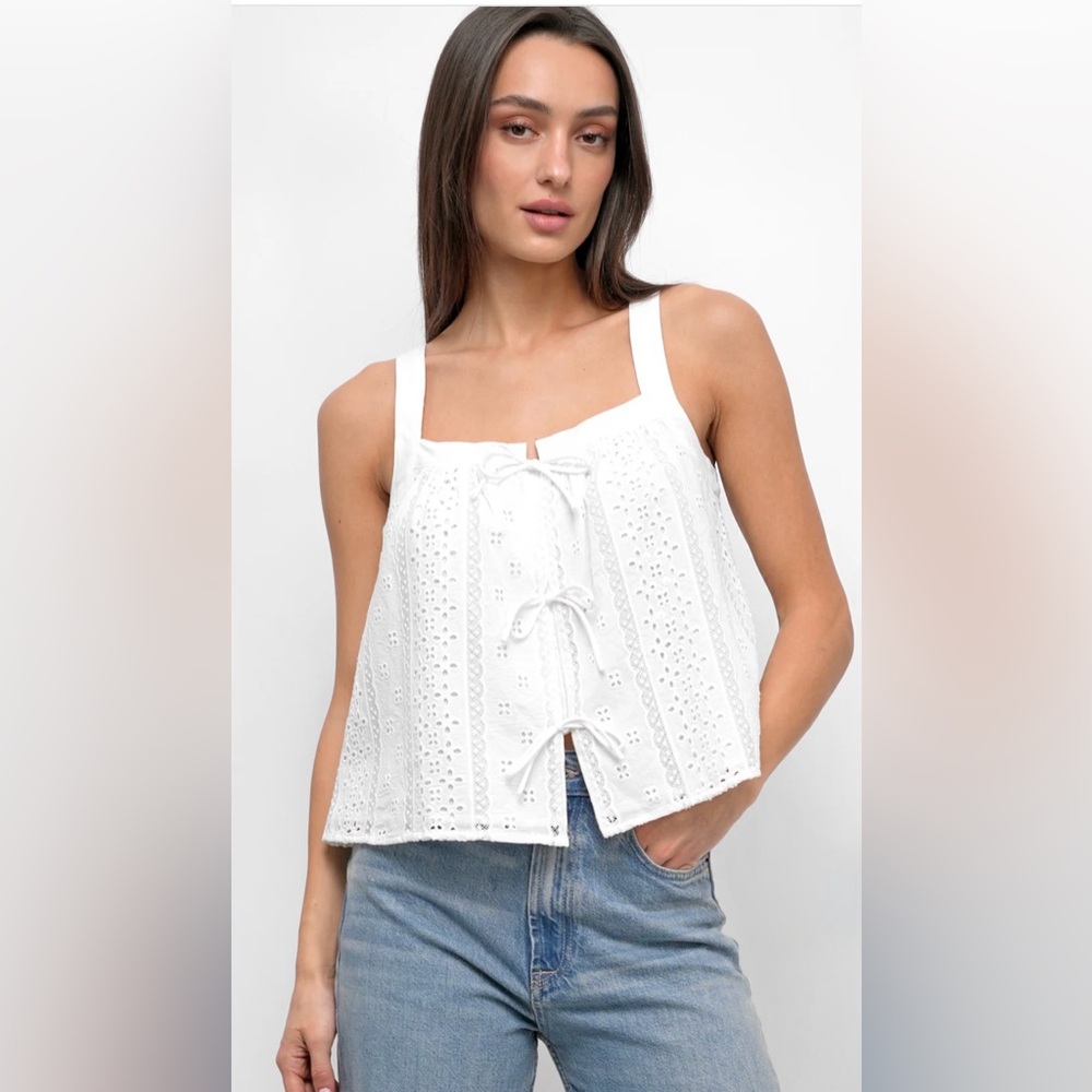 GREYLIN Vivi White Cotton Eyelet Top